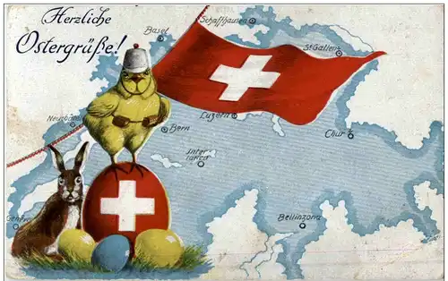 Schweiz Ostergrüsse- Kücken Hase -115000