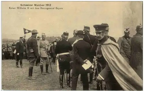 Schweizer Manöver 1912 - Kaiser Wilhelm II mit Burengeneral Beyers -115042