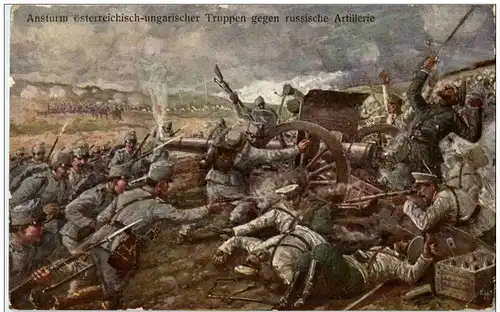 Ansturm österreich ungarischer Truppen gegen russische Artillerie -117272