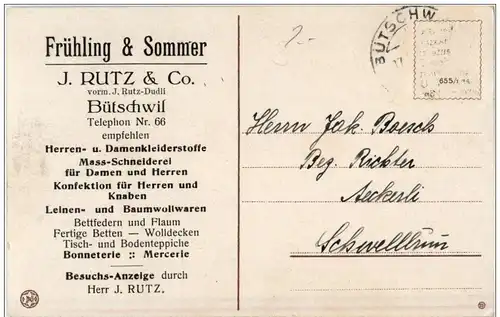 Bütschwil - J. Rutz & Co - Werbekarte -117752