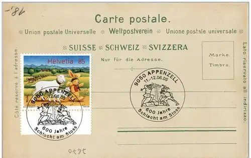 Appenzell - Tracht mit Sonderstempel 600 Jahre Schlacht bei Stoss -118050