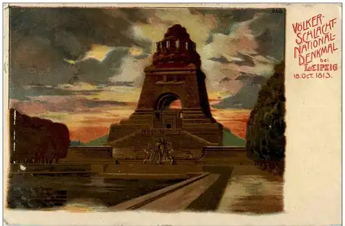 Völkerschalcht Denkmal bei Leipzig 18,10,1813 - Litho -119834