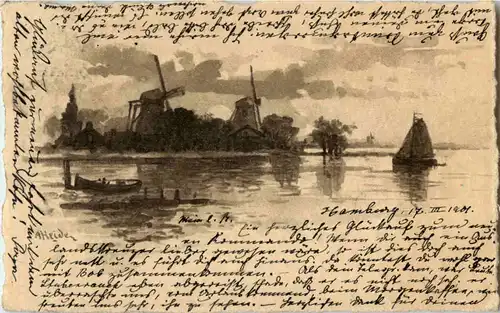 Windmühlen - Künstlerkarte A. Heiden -61382