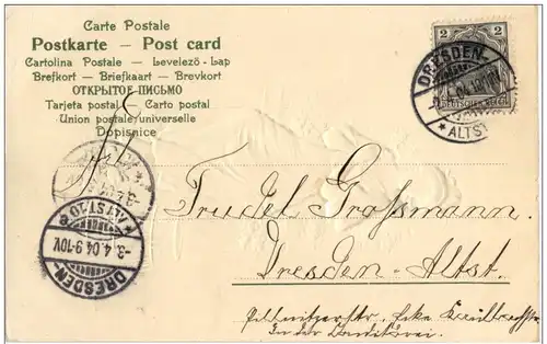 Frau mit Hühner - Chicken Prägekarte -118538