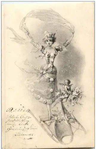 Frau auf Schlitten -118252