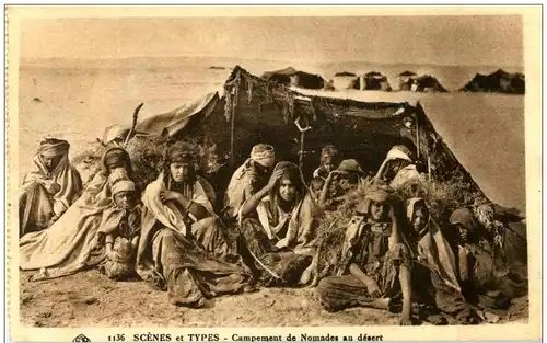 Scenes et Types - Campement de Nomades au desert -120896