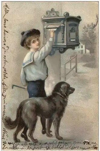 Kind mit Hund - Briefkasten -121422