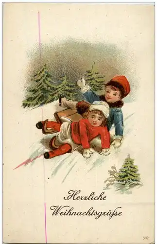 Weihnachten - Kinder mit Schlitten -123304