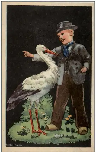 Kirschbach - Mann in Tracht mit Storch -121872