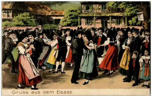 Gruss aus dem Elsass Elsässer Trachten - Costumes - Feldpost - Prägekarte -124046