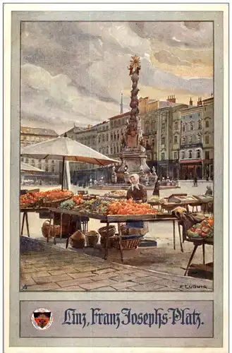 Linz - Franz Josephs Platz - Künstlerkarte F. Ludwig -122818