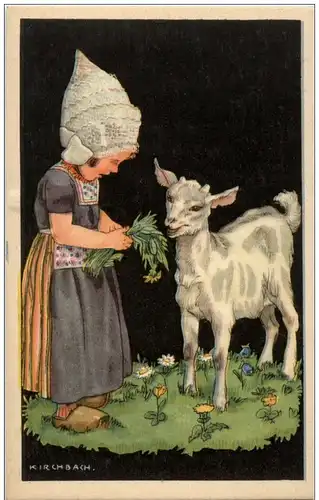 Kirschbach - Frau in Tracht mit Ziege Goat -121864