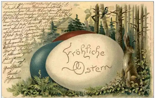 Fröhliche Ostern - Ei Litho Hase -123404