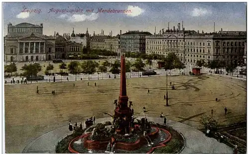 Leipzig - Augustusplatz mit Mendebrunnen -125026