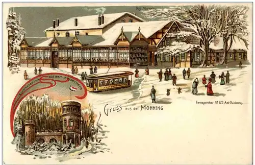 Gruss aus Monning - Litho - Strassenbahn -125146