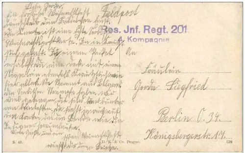 Feldpost - Res. Inf. Regt. 201 -123620