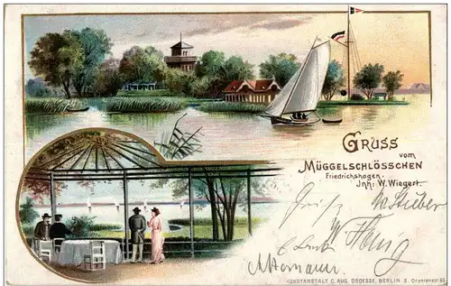 Friedrichshagen - Gruss vom Müggelschlösschen - Litho -125182