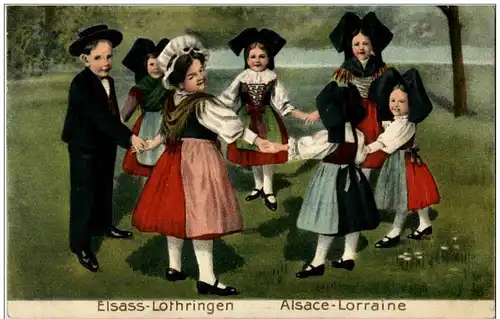 Elsässer Tracht - costumes - Prägekarte -124084