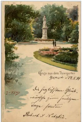 Berlin - Gruss aus dem Thiergarten - Litho - Künstlerkarte J. v. Kulas -125786
