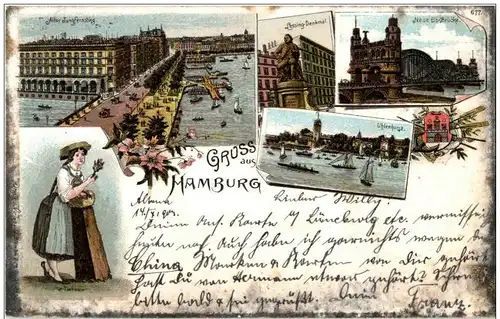 Gruss aus Hamburg - Litho -125828