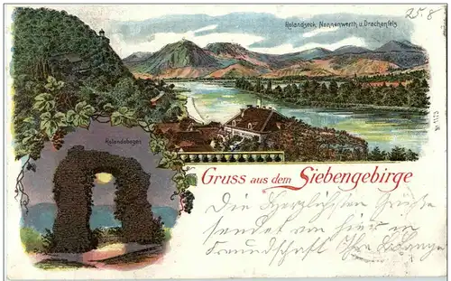 Gruss vom Siebengebirge - Litho -125798