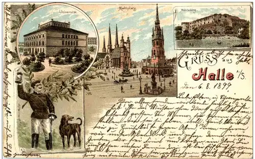 Gruss aus Halle Saale - Litho -125986