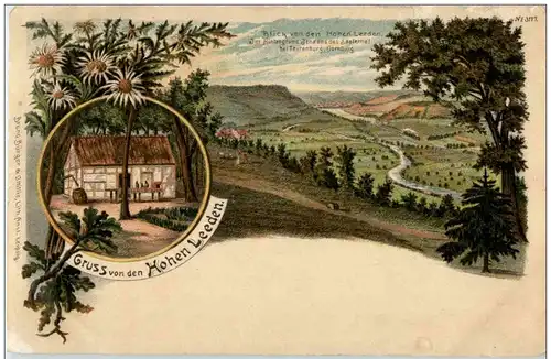 Gruss von den Hohen Leeden bei Jena - Litho -125992