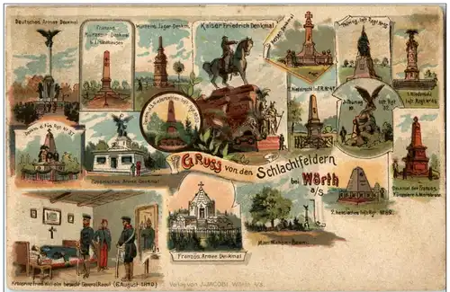 Gruss von den Schlachtfeldern bei Wörth - Litho -125138
