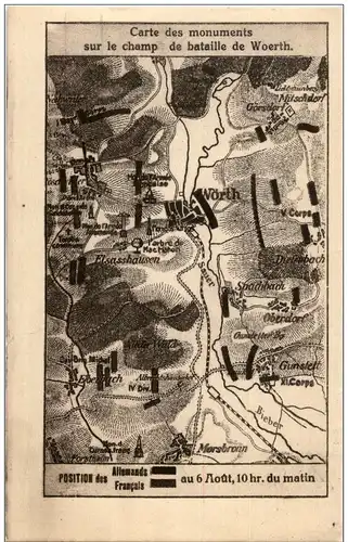 Woerth sur Sauer - Carte des monuments sur le champ de bataille de Woerth -124200