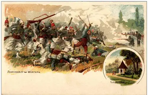 Zuavenangriff bei Wörth - Litho - -125878