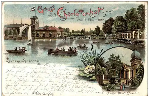 Leipzig - Lindenau Gruss vom Charlottenhof - Litho -125692