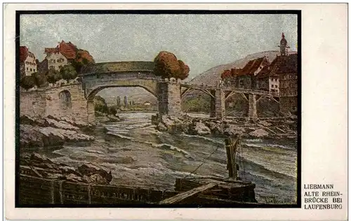 Alte Brücke bei Laufenburg - Künstlerkarte Liebermann -125956