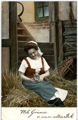 Frau mit Katze -128284