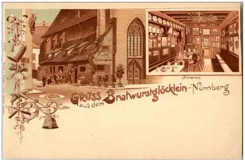 Gruss aus dem Bratwurstglöcklein - Nürnberg - Litho -125792