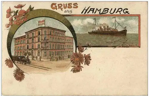 Gruss aus HAmburg - Litho Hotel Metz -125852