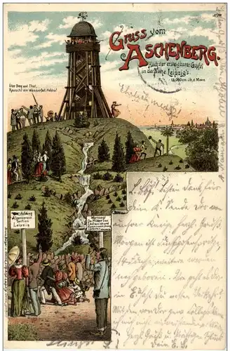 Gruss vom Aschenberg bei Leipzig - Litho -126012