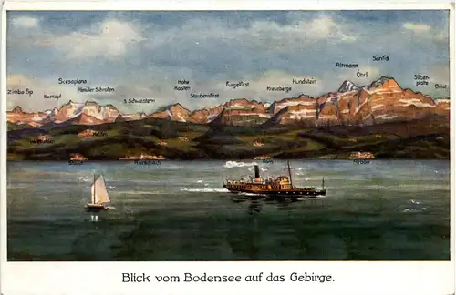 Bodensee, Blickauf das Gebirge -342308