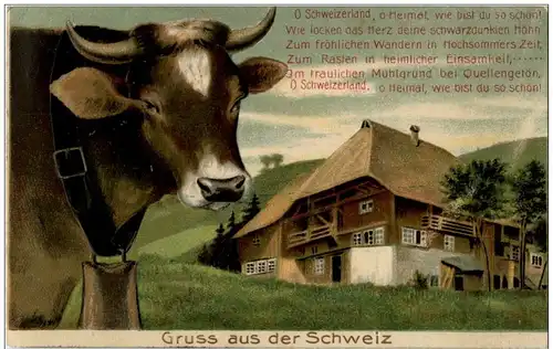 Kuh - Gruss aus der Schweiz - Prägekarte -128320