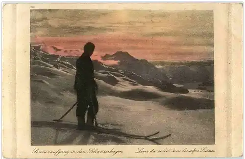 Skifahren Sonnenaufgang in den Schweizerbergen -129510