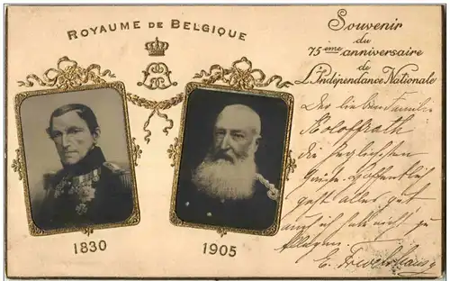 Royaume de Belgique - Prägekarte - Souvenir du 75eme anniversaire de L Independance Nationale -128654