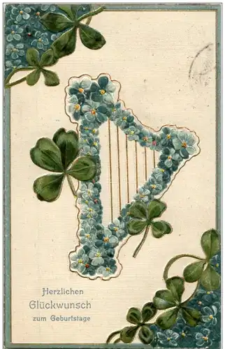 Kleeblatt - Harfe - Prägekarte -130000