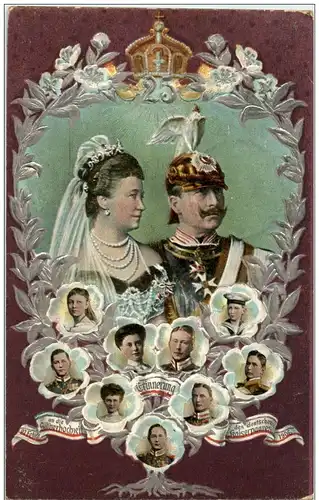 Silberhochzeit Kaiser Wilhelm - Litho Prägekarte -128686