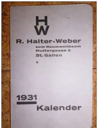 St. gallen - R. Halter Weber - Kalender 1931 -131869