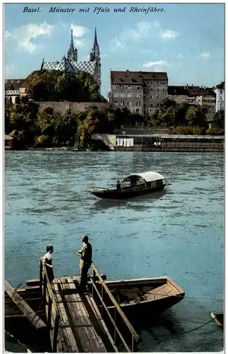 Basel - Münster mit Pfalz und Rheinfähre -132094