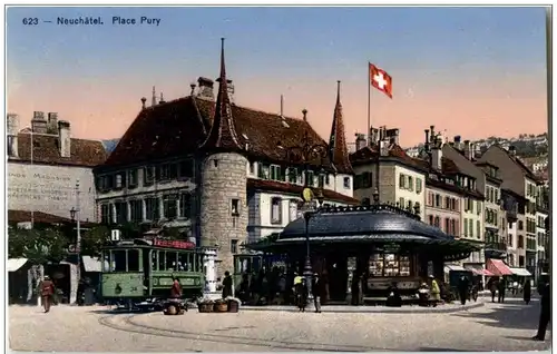 Neuchatel - Place Pury mit Tram -175158