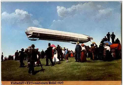 Luftschiff LZ 5 nach einem Unfall 1909 - Repro mit Sonderstempel -131764