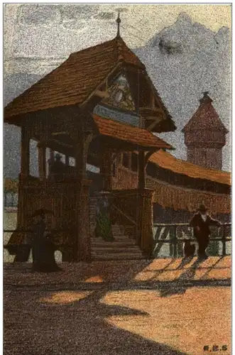 Luzern - Kapellbrücke - Org. Litho von Ernst E. Schlatter -134260