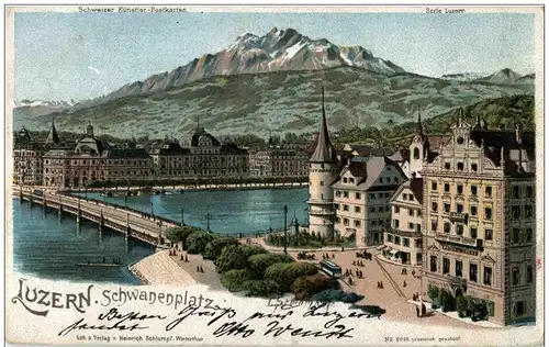 Luzern - Schwanenplatz - Litho Schlumpf -134382