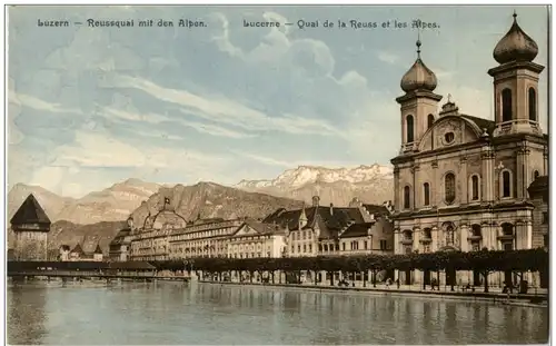 Luzern - Reussquai mit den Alpen -134030