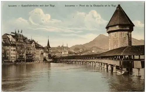 Luzern - Kapellebrücke mit dem Rigi -134026